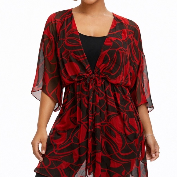 Bisou Bisou Tops - Vintage Y2K Sheer Tunic Babydoll Blouse Fairycore Whimsygoth Flowy Summer